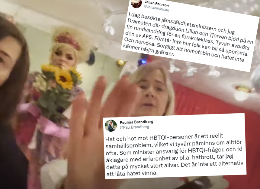 Dramatiskt när journalist försökte ställa frågor till dragqueen